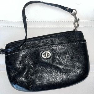 Coach black leather wristlet
